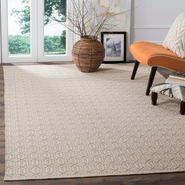 Safavieh Montauk Handmade Geometric Flatweave Ivory Grey Safavieh Montauk Handmade Geometric Flatweave Ivory Grey Cotton Rug 8 X27