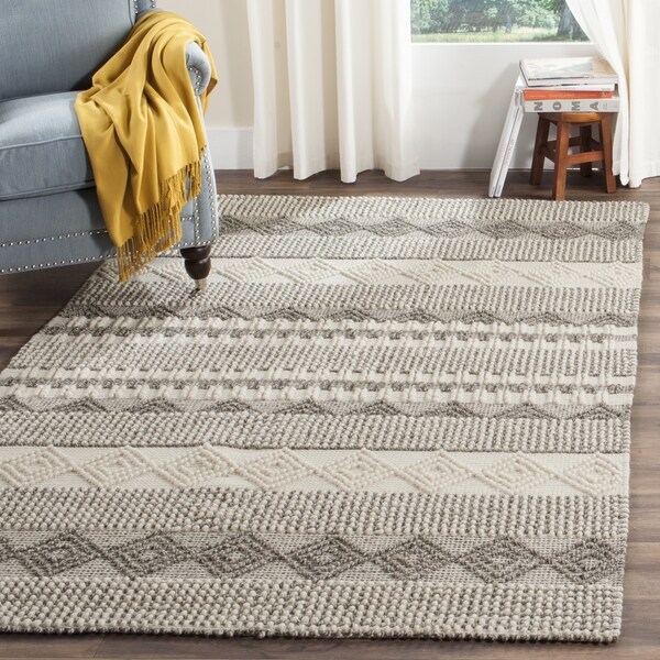 Safavieh Natura Handmade Bohemian Grey Ivory Wool Rug 9 X 12 Safavieh Natura Handmade Bohemian Grey Ivory Wool Rug 9 X27