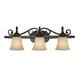 preview thumbnail 1 of 3, Golden Lighting Belle Meade Rubbed Bronze Steel and Tea Stone Glass 3-light Bath Vanity Light