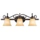 preview thumbnail 4 of 3, Golden Lighting Belle Meade Rubbed Bronze Steel and Tea Stone Glass 3-light Bath Vanity Light