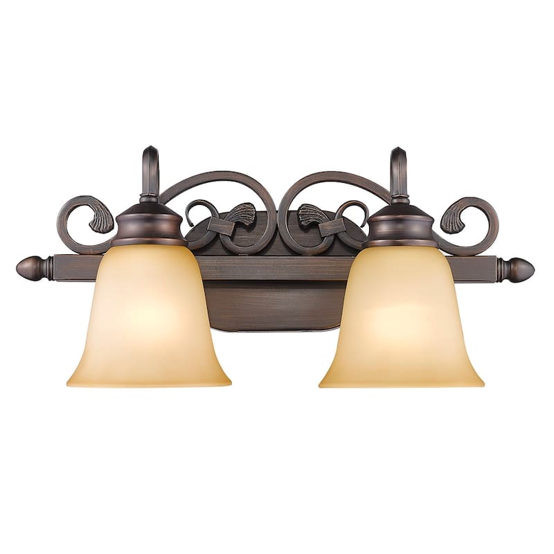 Golden Lighting Belle Meade Bronze Metal/ Glass 2-light Bath Vanity Fixture
