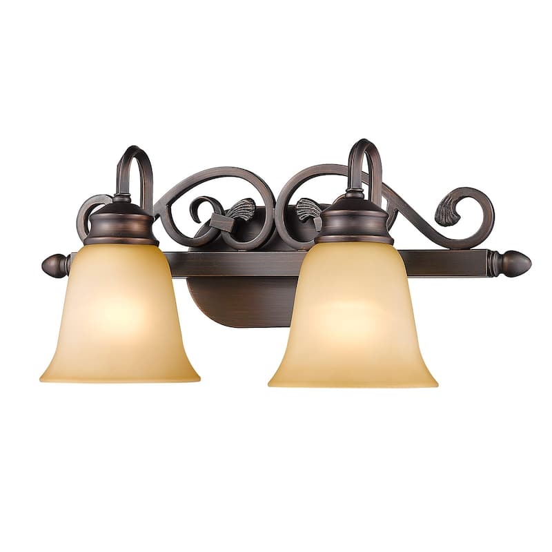 Golden Lighting Belle Meade Bronze Metal/ Glass 2-light Bath Vanity Fixture