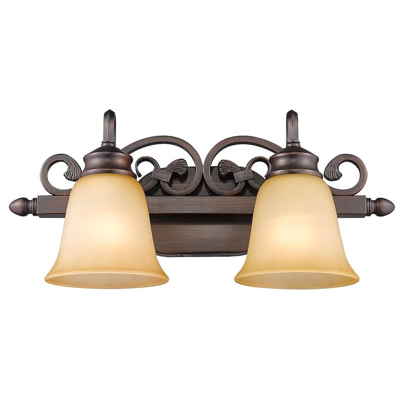 Golden Lighting Belle Meade Bronze Metal/ Glass 2-light Bath Vanity Fixture