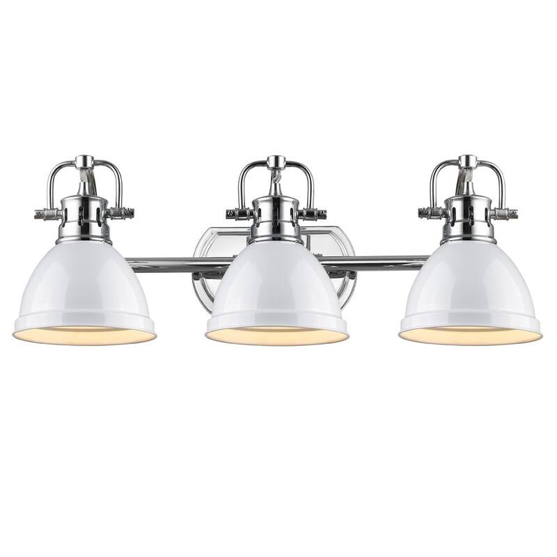 Golden Lighting Duncan Chrome 3-light Bath Vanity with White Shades