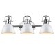 preview thumbnail 4 of 2, Golden Lighting Duncan Chrome 3-light Bath Vanity with White Shades