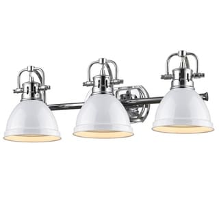 Golden Lighting Duncan Chrome 3-light Bath Vanity with White Shades