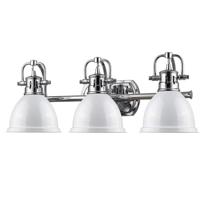 Golden Lighting Duncan Chrome 3-light Bath Vanity with White Shades