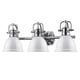 preview thumbnail 3 of 2, Golden Lighting Duncan Chrome 3-light Bath Vanity with White Shades