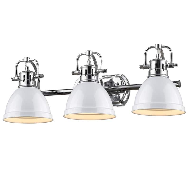 Golden Lighting Duncan Chrome 3-light Bath Vanity with White Shades