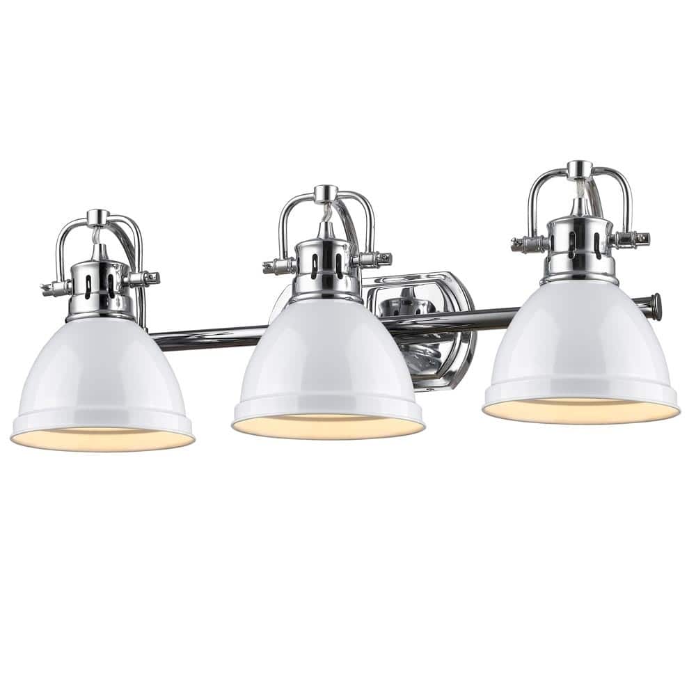 Golden Lighting Duncan Chrome 3-light Bath Vanity with White Shades