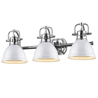 Golden Lighting Duncan Chrome 3-light Bath Vanity with White Shades