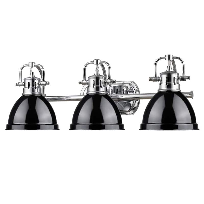 Golden Lighting Duncan Chrome 3-light Bath Vanity with Black Shades