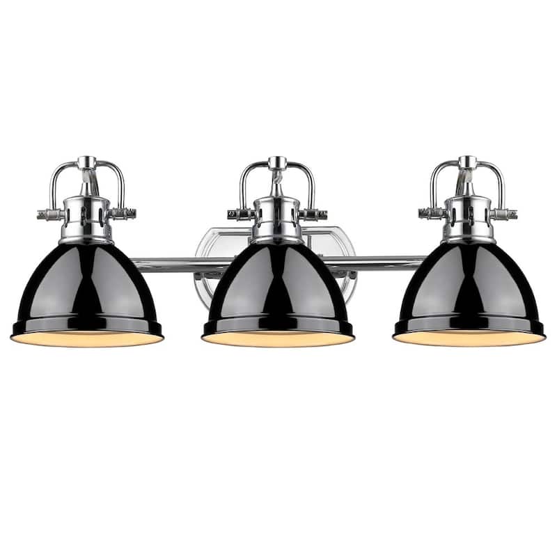 Golden Lighting Duncan Chrome 3-light Bath Vanity with Black Shades