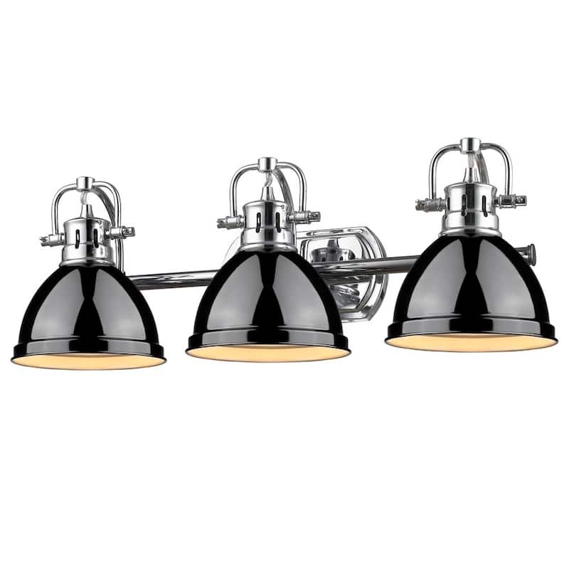 Golden Lighting Duncan Chrome 3-light Bath Vanity with Black Shades