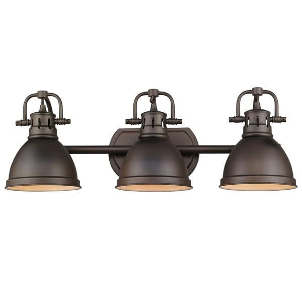Golden Lighting Duncan Rubbed Bronze Steel 3 Light Bath Vanity Golden Lighting Duncan Rubbed Bronze Steel 3 Light Bath Vanity