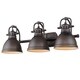 preview thumbnail 5 of 3, Golden Lighting Duncan Rubbed Bronze Steel 3-light Bath Vanity - 8.25" L x 24.5" W x 8.5" H (As Is Item)
