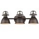 preview thumbnail 4 of 3, Golden Lighting Duncan Rubbed Bronze Steel 3-light Bath Vanity - 8.25" L x 24.5" W x 8.5" H (As Is Item)