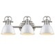 preview thumbnail 3 of 2, Golden Lighting Duncan Pewter 3-Light Bath Vanity With White Shades