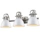 preview thumbnail 1 of 2, Golden Lighting Duncan Pewter 3-Light Bath Vanity With White Shades
