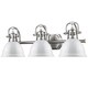 preview thumbnail 4 of 2, Golden Lighting Duncan Pewter 3-Light Bath Vanity With White Shades