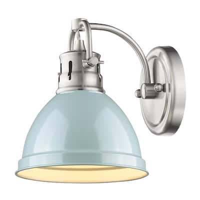 Golden Lighting Duncan Seafoam Shade 1-light Bath Vanity in Pewter