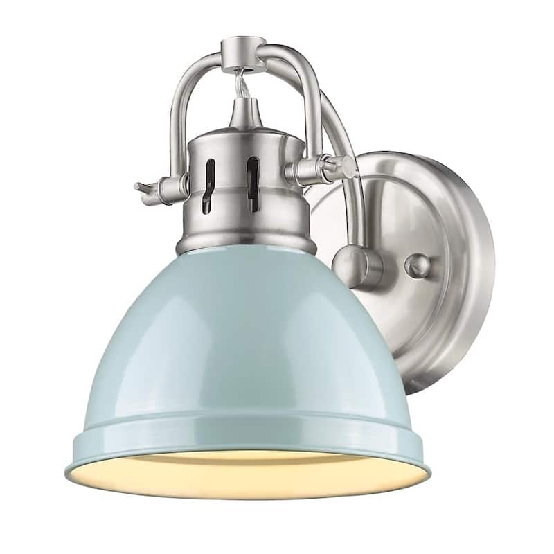 Golden Lighting Duncan Seafoam Shade 1-light Bath Vanity in Pewter