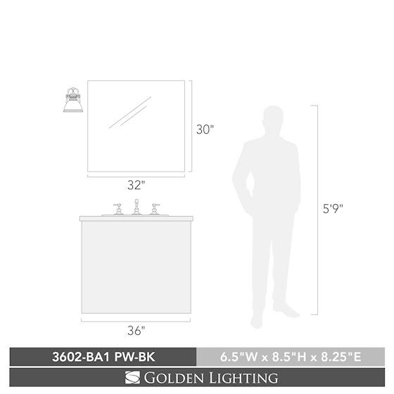 Golden Lighting Duncan Black Shade 1-light Bath Vanity Fixture