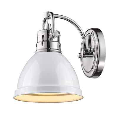 Golden Lighting Duncan Chrome and White Shade Steel 1-light Bath Vanity