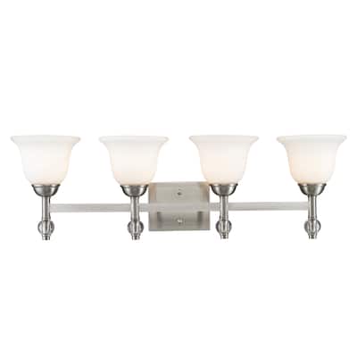 Golden Lighting Waverly 4-light Bath Vanity in Pewter With Opal Glass
