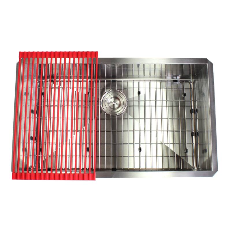 32-inch Stainless Steel Zero Radius Single Bowl Kitchen Sink Complete Combo Accessories