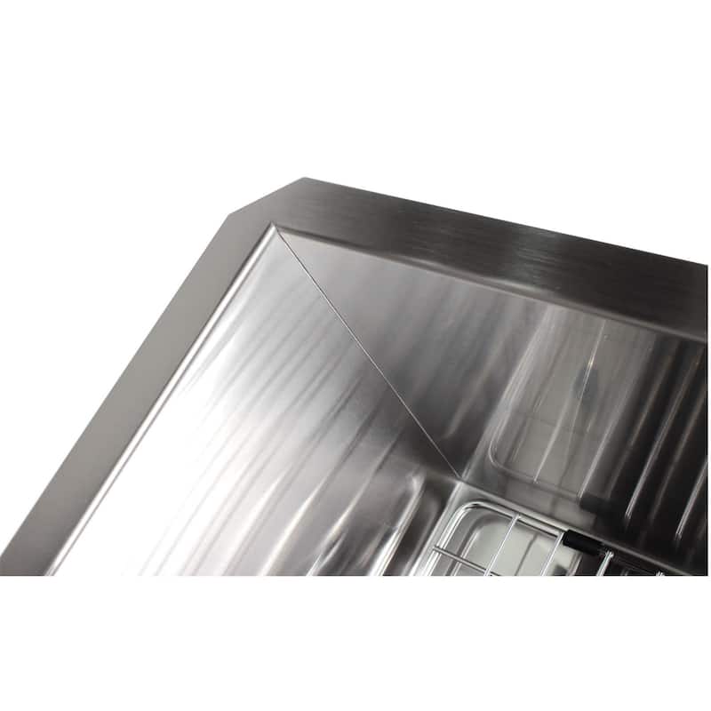 32-inch Stainless Steel Zero Radius Single Bowl Kitchen Sink Complete Combo Accessories
