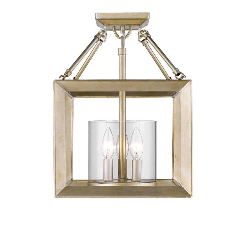 Golden Lighting Smyth White Gold Steel Cler Glass Convertible Semi-flush Light Fixture