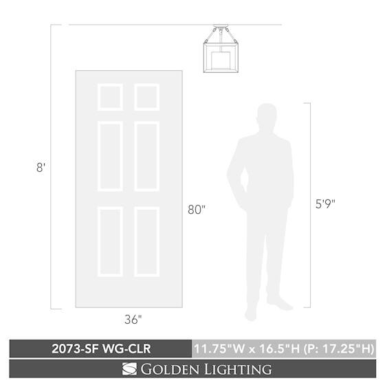 Golden Lighting Smyth White Gold Steel Cler Glass Convertible Semi-flush Light Fixture