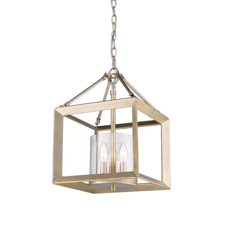 Golden Lighting Smyth White Gold Steel Cler Glass Convertible Semi-flush Light Fixture