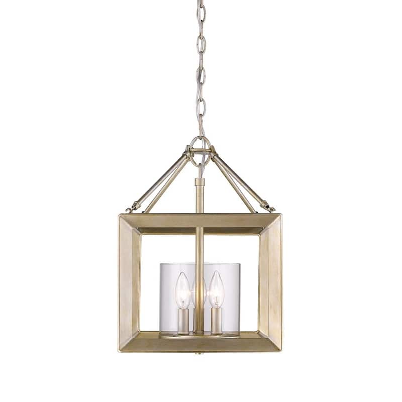 Golden Lighting Smyth White Gold Steel Cler Glass Convertible Semi-flush Light Fixture