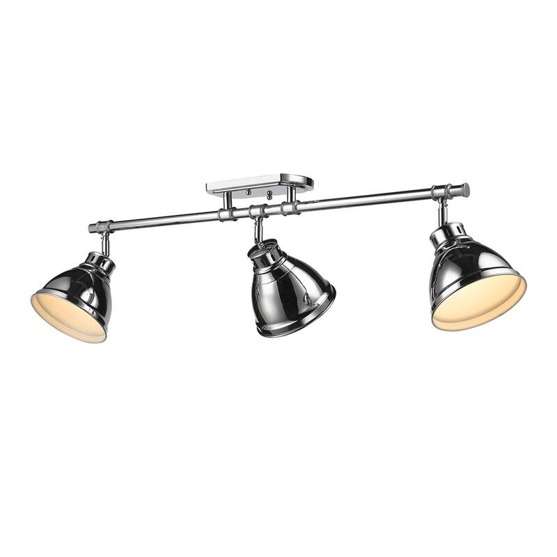 Golden Lighting Duncan Chrome Three-light Semi-flush Track Light with Chrome Shades