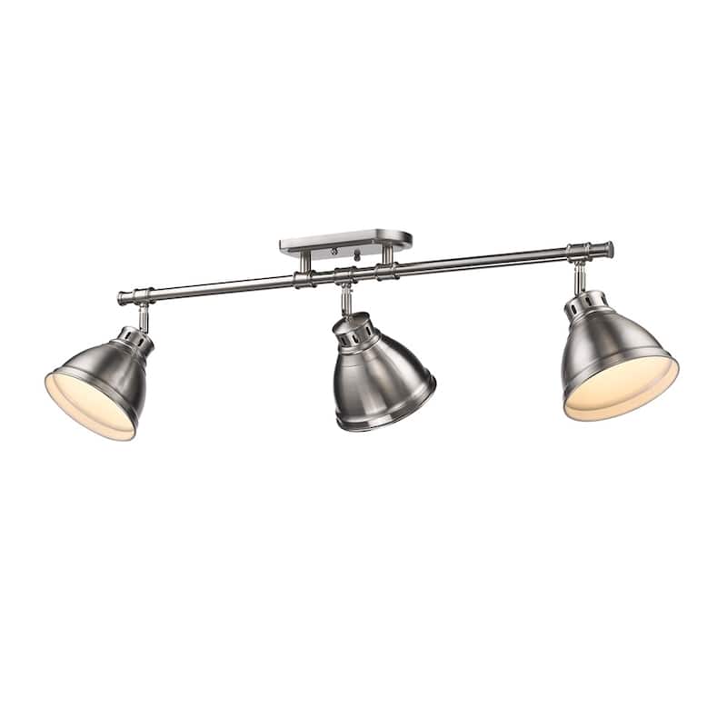 Golden Lighting Duncan Pewter 3 Light Semi-Flush Track Light with Pewter Shades