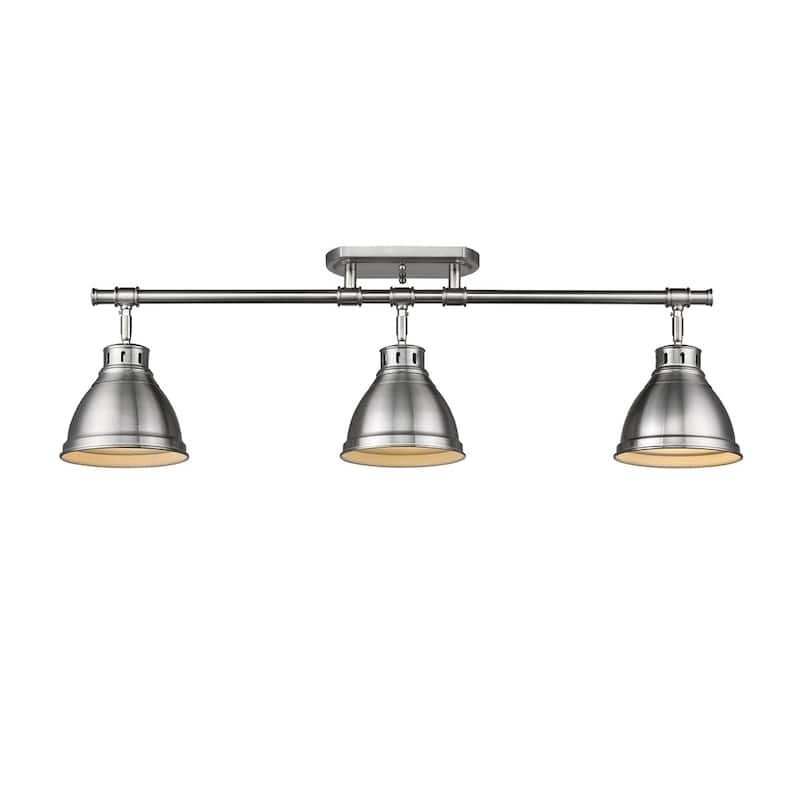 Golden Lighting Duncan Pewter 3 Light Semi-Flush Track Light with Pewter Shades