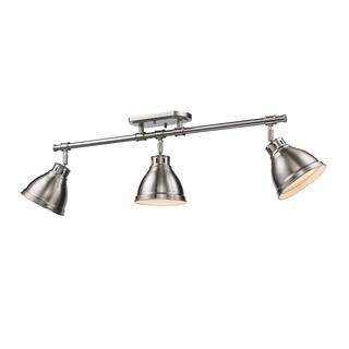 Golden Lighting Duncan Pewter 3 Light Semi-Flush Track Light with Pewter Shades