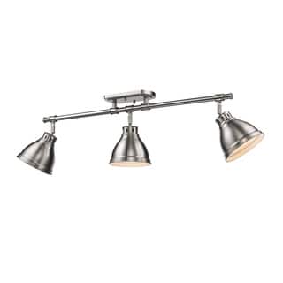 Golden Lighting Duncan Pewter 3 Light Semi-Flush Track Light with Pewter Shades
