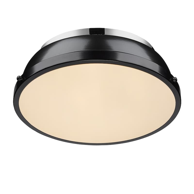Golden Lighting Duncan Chrome 14' Flush Mount with Black Shade