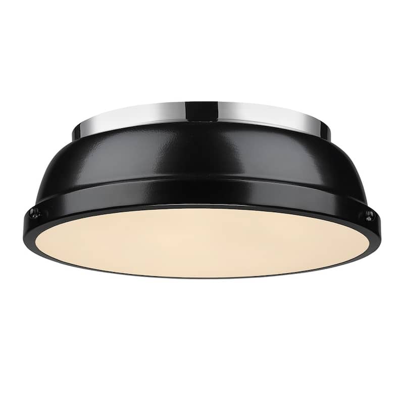 Golden Lighting Duncan Chrome 14' Flush Mount with Black Shade