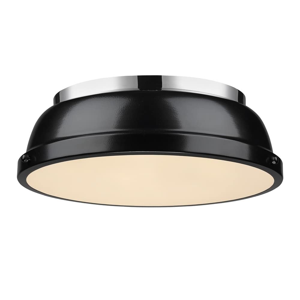 Golden Lighting Duncan Chrome 14' Flush Mount with Black Shade