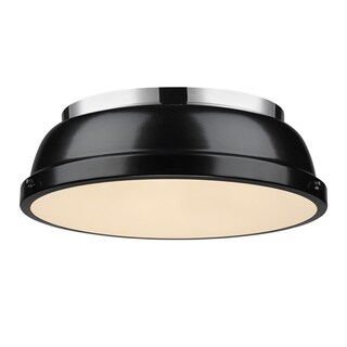 Golden Lighting Duncan Chrome 14' Flush Mount with Black Shade
