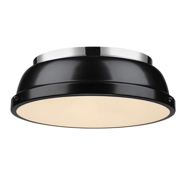slide 2 of 4, Golden Lighting Duncan Chrome 14' Flush Mount with Black Shade