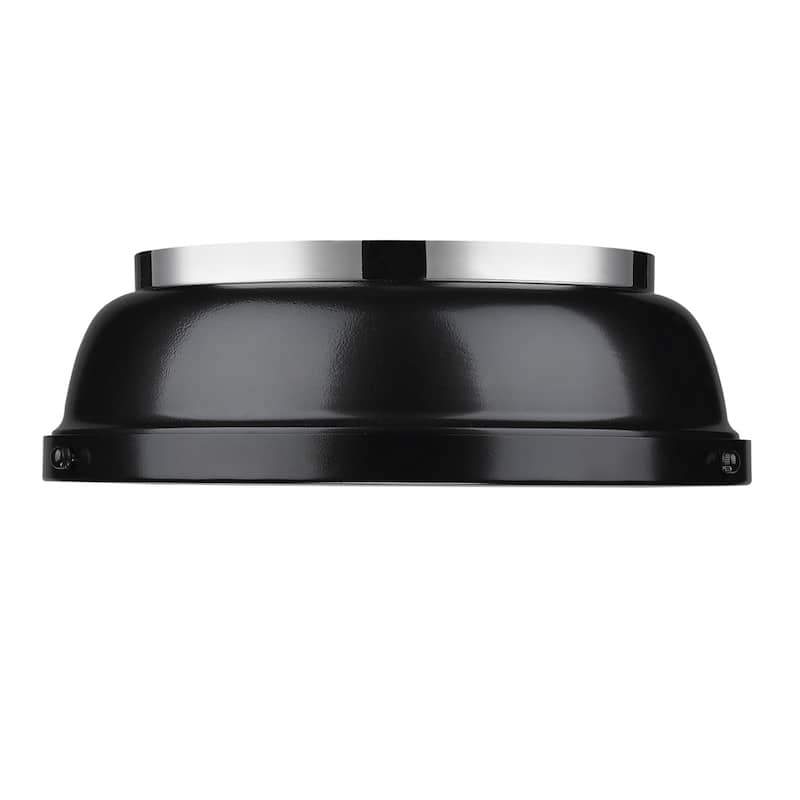 Golden Lighting Duncan Chrome 14' Flush Mount with Black Shade