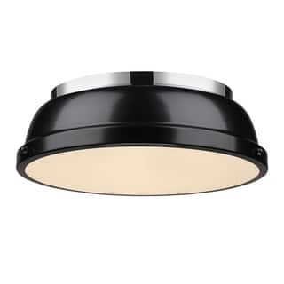 Golden Lighting Duncan Chrome 14' Flush Mount with Black Shade