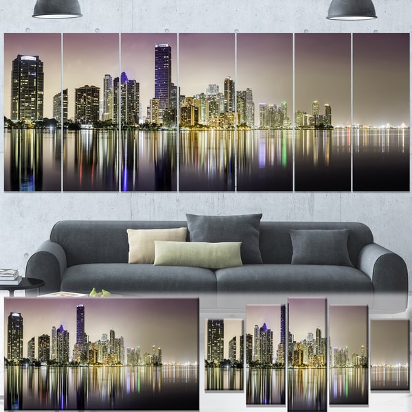 Cityscape Wall Art designart 'miami downtown night panorama' extra large cityscape Cityscape Wall Art designart 'miami downtown night panorama' extra large cityscape