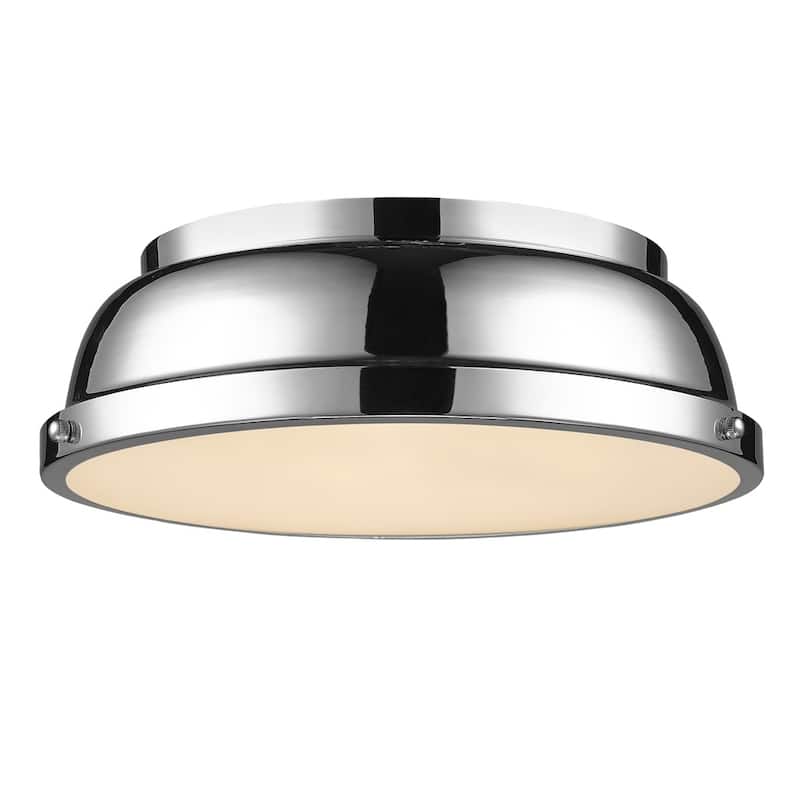 Golden Lighting Duncan Chrome with Chrome Shade 14-inch Flush-mount Light Fixture