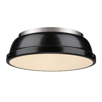Golden Lighting Duncan Pewter/Black Metal 14-inch' Flush Mount Fixture